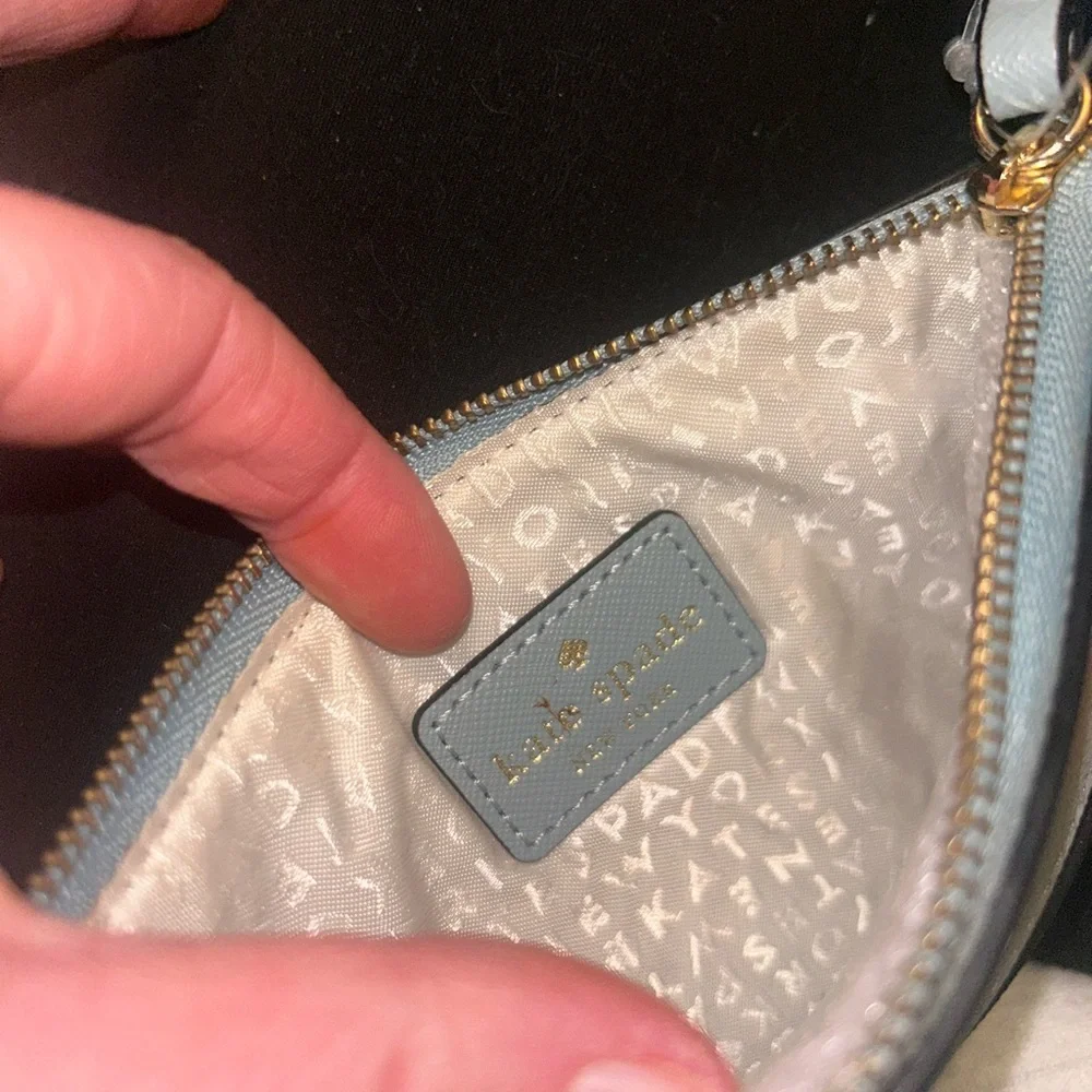 Kate Spade Blue Leather Wristlet with Wrist Strap
